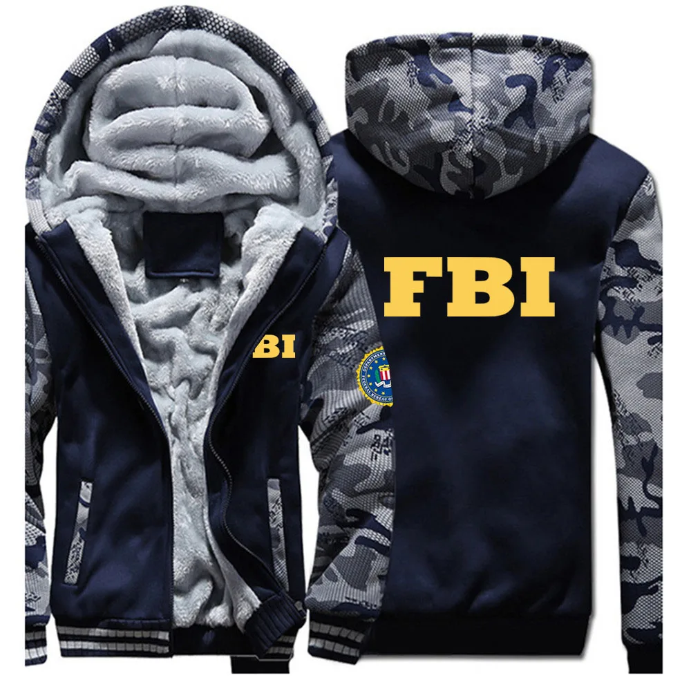 FBI-Sudadera con capucha para hombre, abrigo informal grueso con