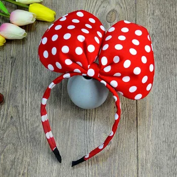 

Disney cartoon stereo Minnie headband red wave point headband Minnie bow hair accessories Mickey ear headband pretend makeup