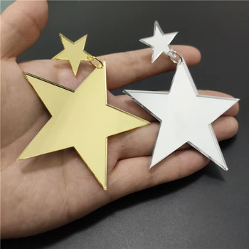 KUGUYS Acrylic Gold Silver Color Big Star Earrings for Women Fashion HipHop Large Drop Jewelry Womans