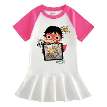 

Girls Summer Dress short sleeve dresses for girls Kids Ryan Toys Review Pacthwork Dress Children Costumes for Kid Cotton Clothes