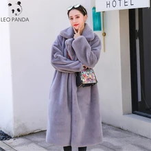 Новинка зимы; модные зимние сапоги на искусственном кроличьем меху пальто Длинная Куртка C мехом Женский Повседневный свободный плюс Размеры утолщенная теплая парка, верхняя одежда