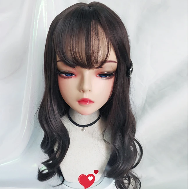 (Tiana) Femminile Dolce Ragazza Resina Mezza Testa Kigurumi Bjd Occhi Crossdress Cosplay Ruolo Anime Giapponese Maschera Lolita Con Occhi E Parrucca