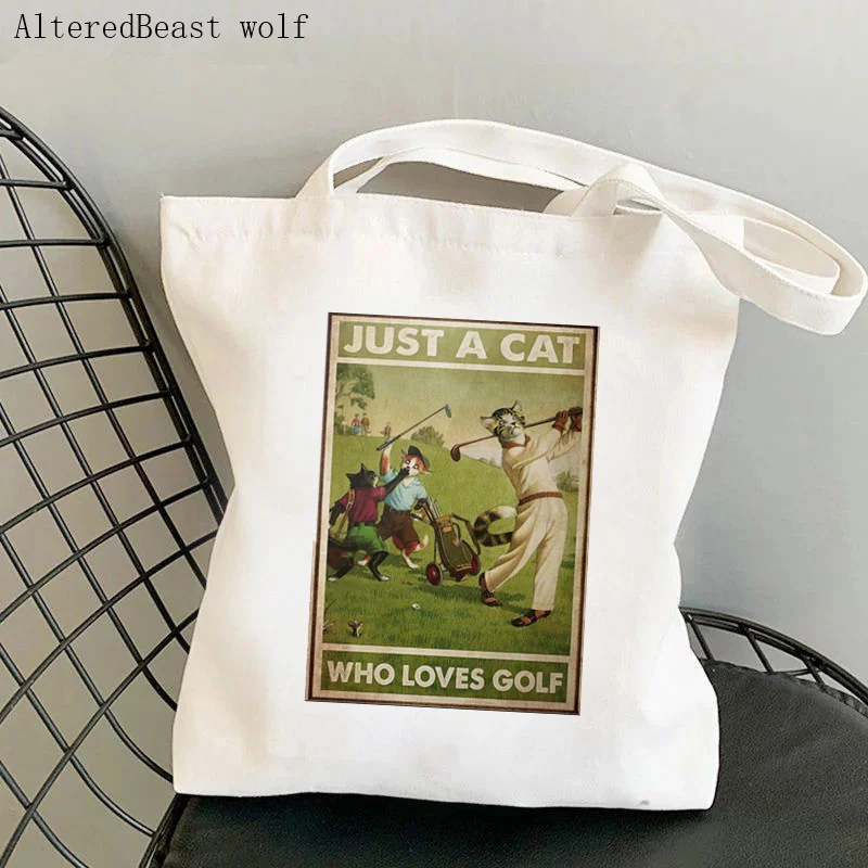 Women Shopper bag Just A Girl Loves Books and cat Bag Harajuku Shopping Canvas Shopper Bag girl handbag Tote Shoulder Lady Bag