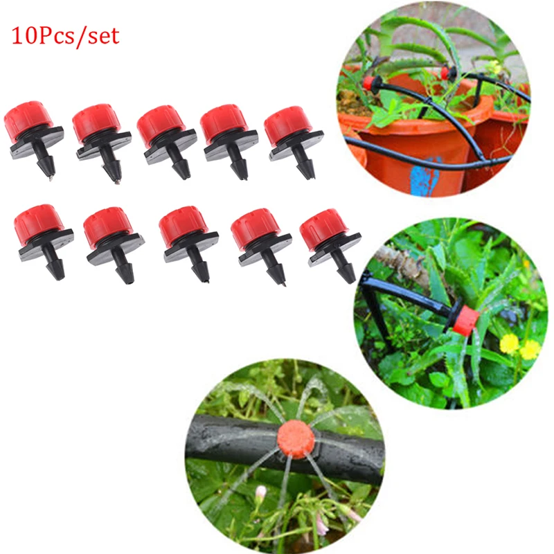 

10pcs Micro Flow Dripper Adjustable 8 Holes Scattering Spray Red Nozzle Garden Drip Irrigation NNW Sprinklers Fittings