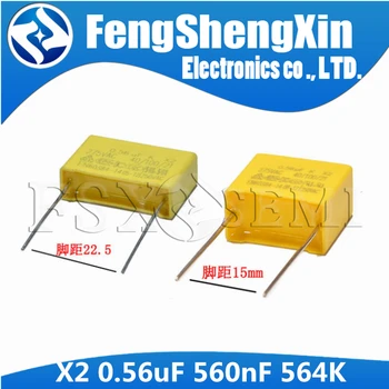 

10pcs X2 Safety capacitor 0.56uF 560nF 564 564K P:15MM 22.5MM Polypropylene film capacitor