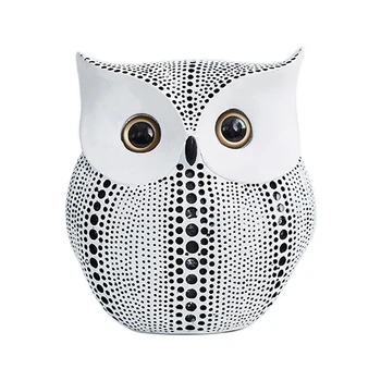 

White Black Owl Animal Figurines Resin Statue Minimalist Crafts Home Decoration Miniature Living Room Ornaments Crafts