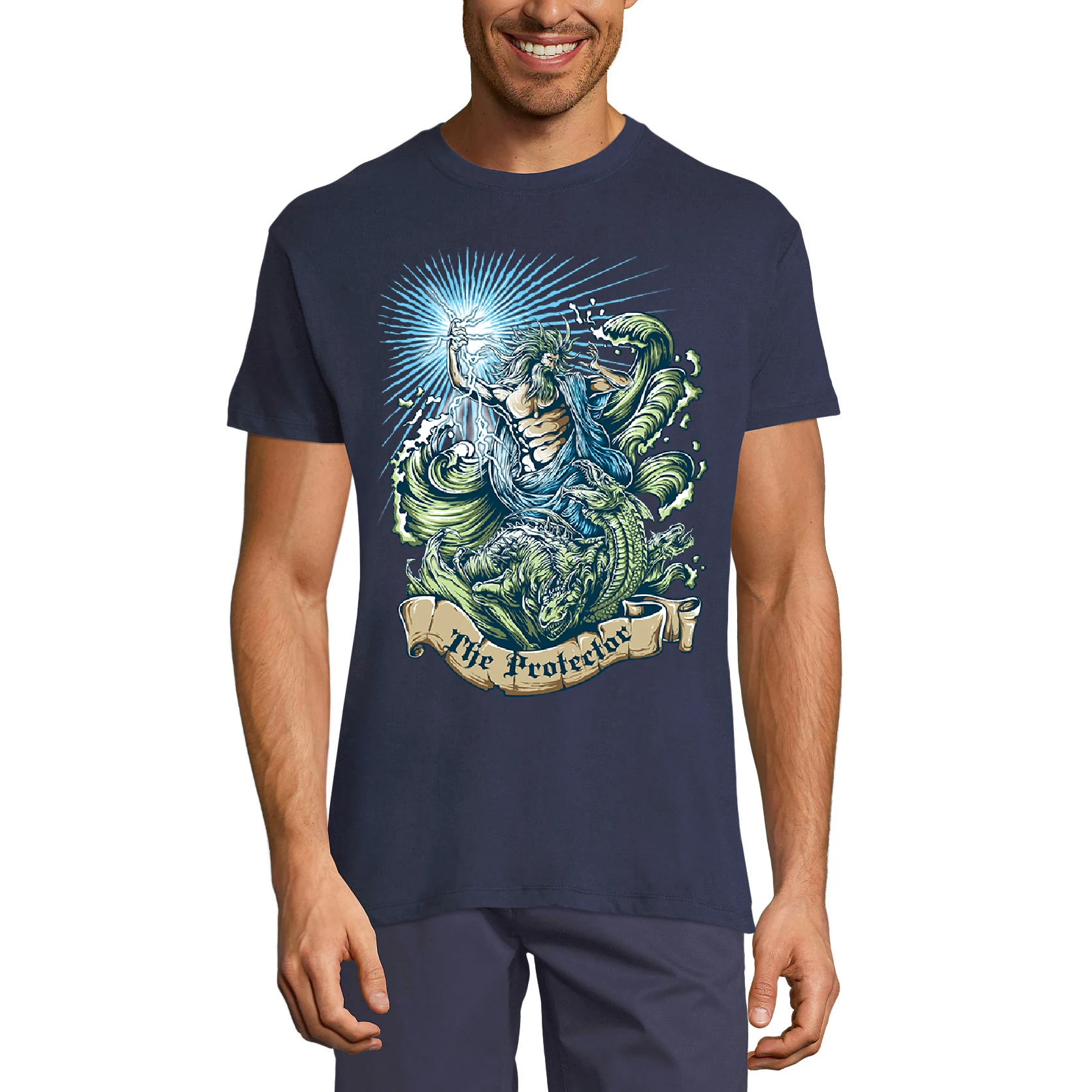 Мужская Винтажная Футболка ULTRABASIC с защитой-Poseidon-Graphic Apparel | одежда