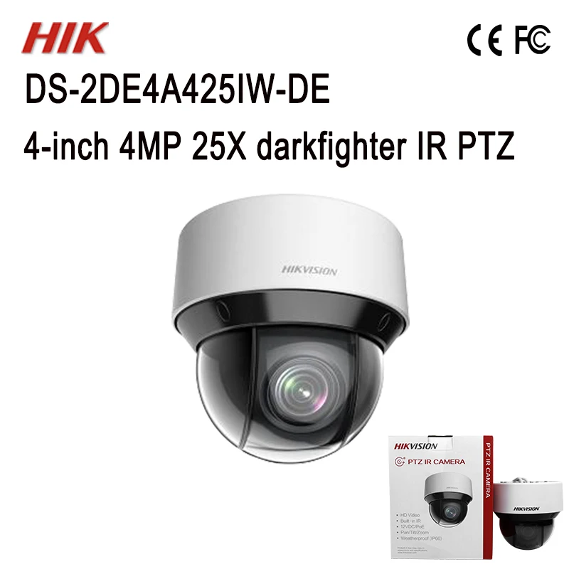 Рождественский подарок DS-2DE4A425IW-DE Hik PTZ 4-дюймовый 4MP 25X приведенный в действие darkfighter ИК сети Скорость Высокоскоростная купольная камера, ИК 50 м IP66