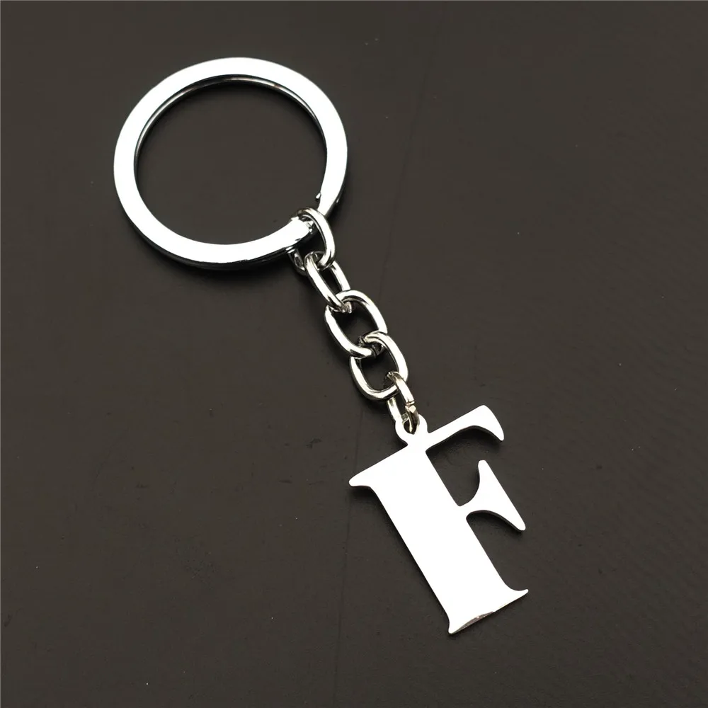 Name First Letter Keyring Stainless Steel Alphabet F Keychain Fashion