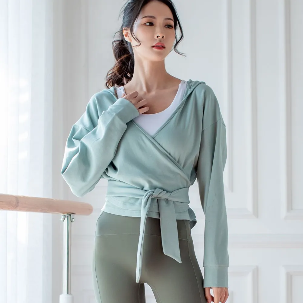 

Hooded Sports Tops Women Plus Sexy Cashmere Yoga Tops Bandage Training Running Fitness Jacket Tracksuit Loose Fitness Sweater