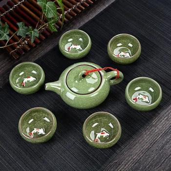 

Celadon Fish Tea Set Ceramic Kettle Ceramic Tea Cup Fish Chinese Kung Fu Tea Chinese People Ceramic Kung Fu Tea Set JS22