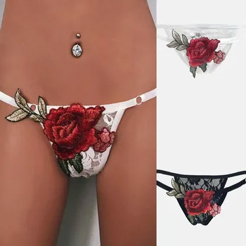 

Womens Sexy G-Strings Panties Mini Thongs Micro Thong Lingerie Panty Pure Color Ladies Briefs Big Flower Underwear