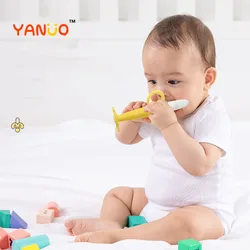 Iinfant Teether toothbrush stereoscopic Silicone Pink Blue Soft Banana Baby Deciduous teeth Toothbrush ,for 3 up months baby use