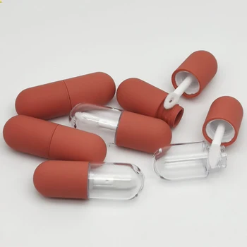 

4.5g Portable Professional Mini Capsule Tube Transparent Red Lip Gloss Tube Lip Glaze Tube Refillable Bottles Tools