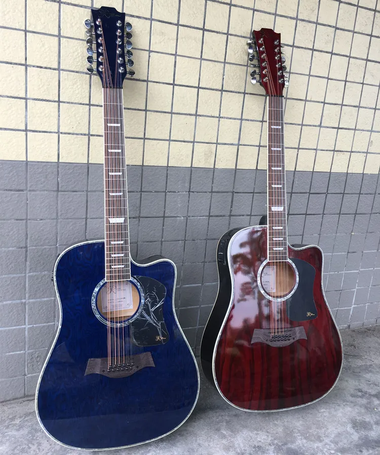 12 String Acoustic Guitar Electric Balladry Folk Pop Flattop 41 Inch Picea Asperata Guitarra Light Cutaway Electro acoustic electric guitar