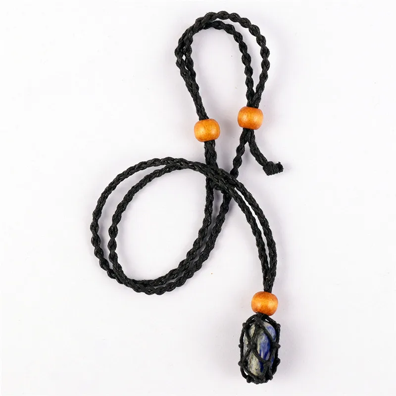 Macrame Necklace with Crystal Gem Stone Cage Holder - MAKE Collectives