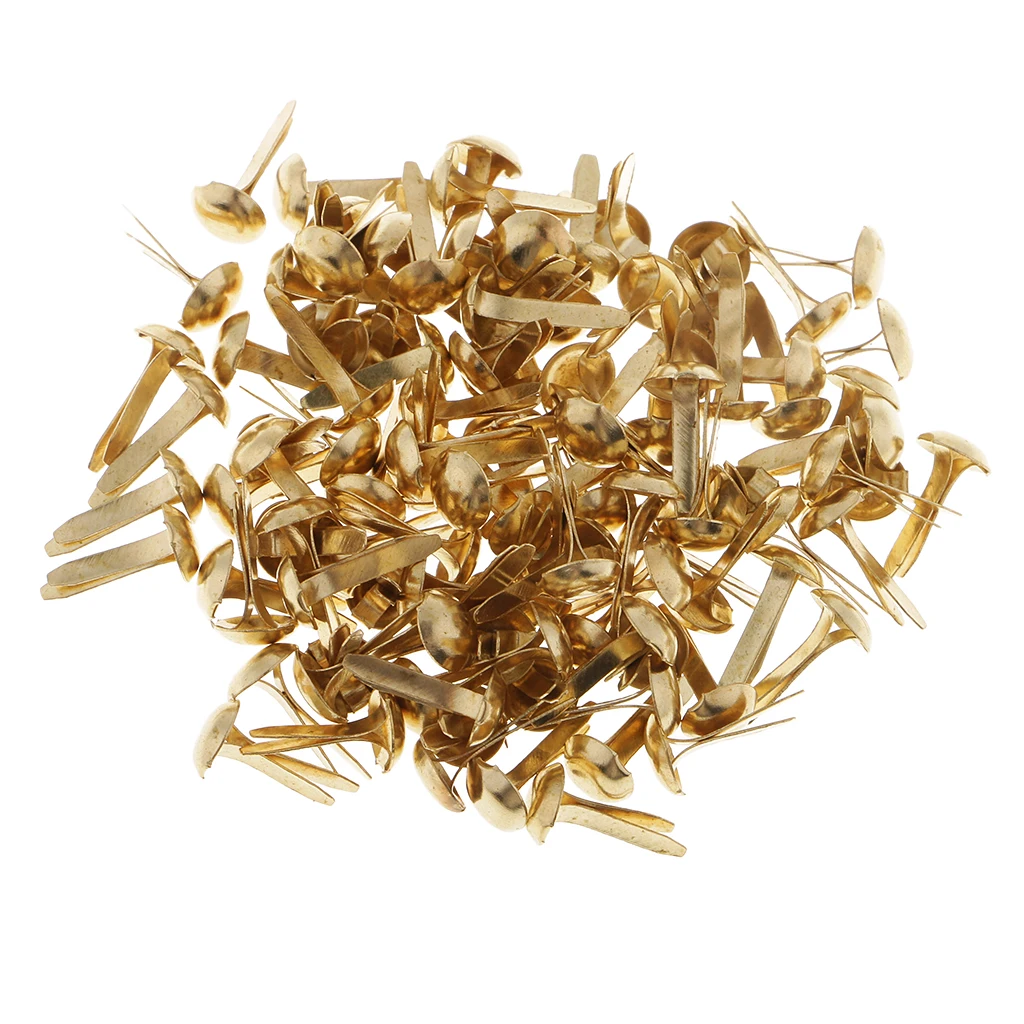 200pcs 6mm Gold Metal Split Pins Brads DIY Paper Fasteners For