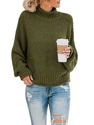 Осень Зима водолазка свитер Женский Повседневный длинный рукав большие размеры Трикотаж пуловеры женские более размеры женские свитера - Цвет: ArmyGreen