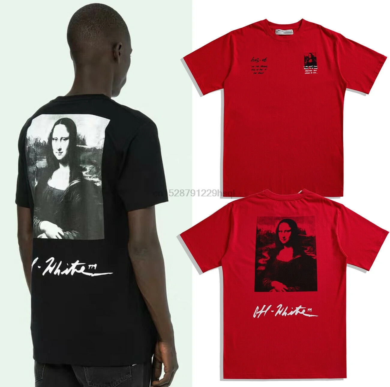 Редкие крутые футболки KANYE WEST в белом стиле C O Virgil Mona Lisa с принтом новые мужские