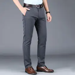 2019 Осенние новые повседневные брюки мужские тонкие прямые деловые повседневные брюки с высокой талией Корейская версия эластичных черных