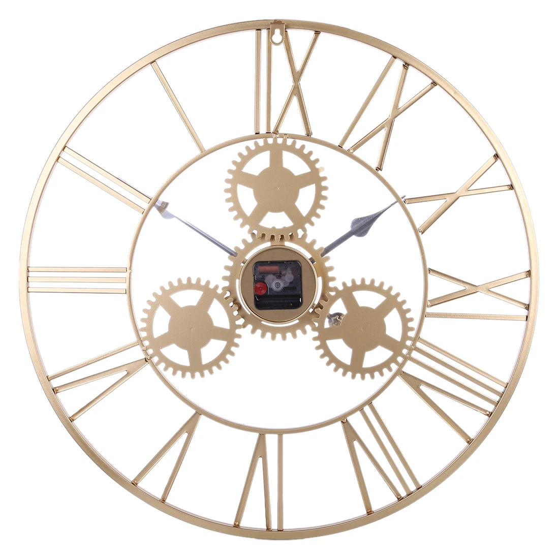 24 дюйма 60 см железные полые римские цифры Тихая Шестерня современные настенные часы для дома гостиной кухни украшения для ванной комнаты-Золотое серебро