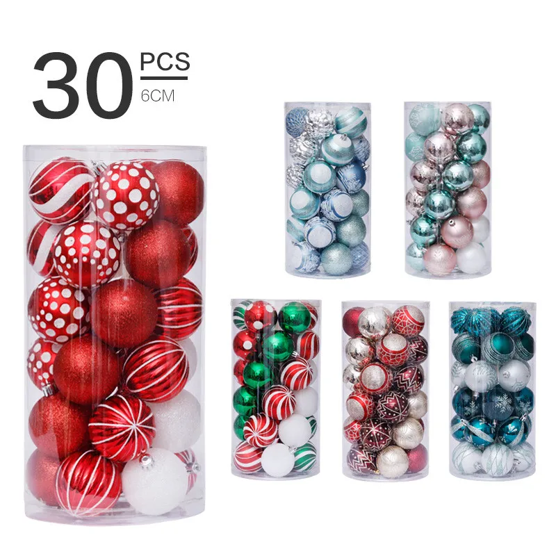 

6cm/30pcs Christmas Ornament Shaped Painted Christmas Ball Set Christmas Tree Pendant