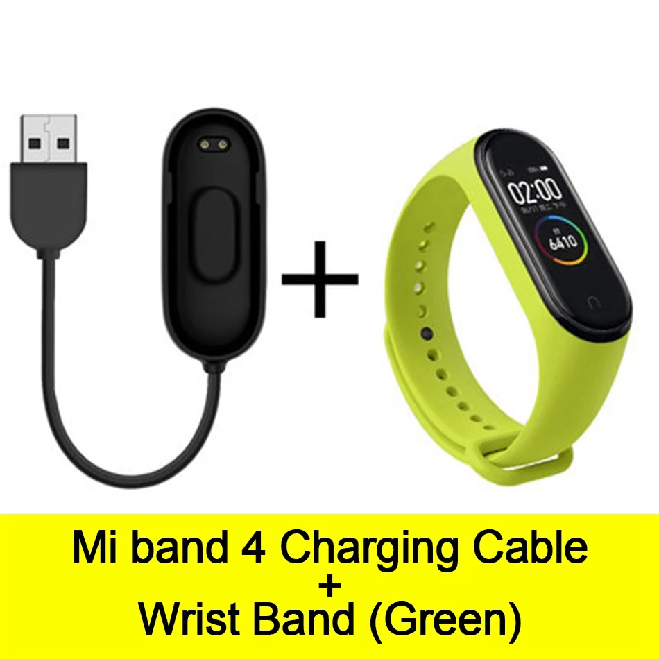 Usb-кабель для зарядки mi Band 4, шнур для зарядного устройства, Сменный Адаптер для Xiao mi Band 4, NFC, линия для зарядки+ браслеты - Цвет: Cable-Green