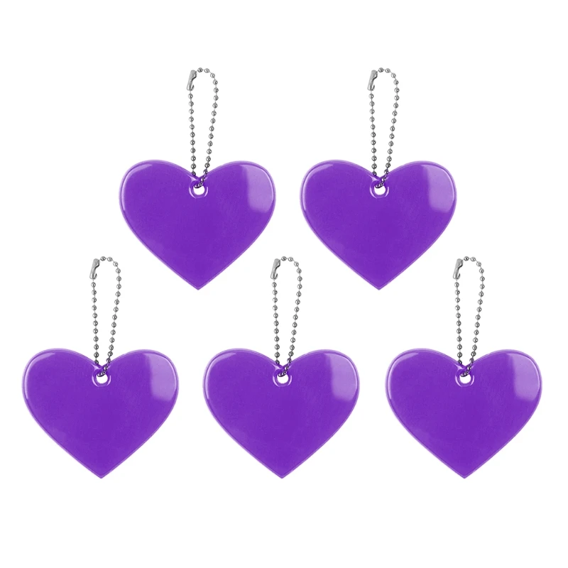 5 piezas con forma de corazón reflexivo llavero bolso colgante accesorios de PVC suave Reflector 28GE