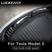 LUCKEASY dla Tesla Model 3 wewnętrzna osłona bagażnika ze stali nierdzewnej model3 2022 wewnętrzna osłona zderzaka tylnego osłona podstawy tapicerka w nowym stylu