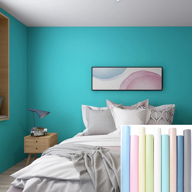 

Wallpaper Pure Color Background Wall Sticker Bedroom Living Room PVC Waterproof Moisture Wallpaper Self-adhesive Home Decor