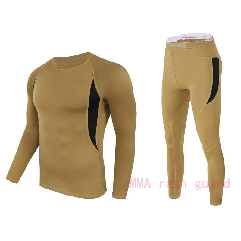 Hot Sale Underwear Men's sports Compression Base layer Thermal ski underwear Fleece Khaki long johns winter thermal underwear