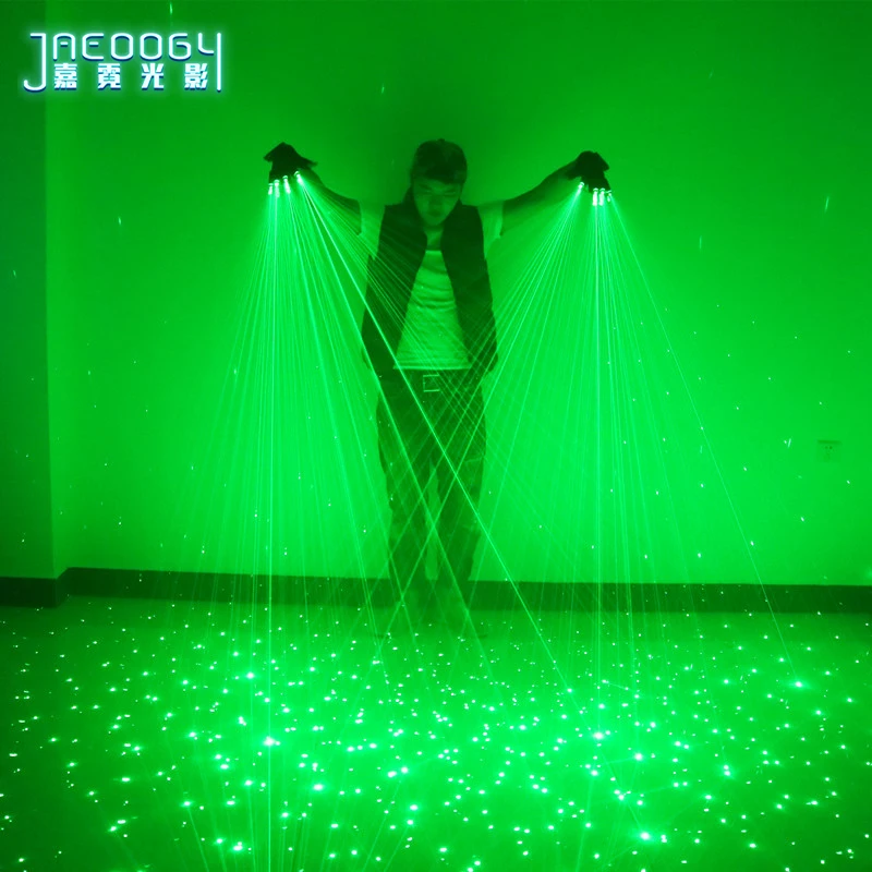 2 in 1 New High quality green laser gloves nightclub bar party dance singer dance props DJ mechanical gloves LED light