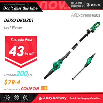 

DEKO 20V Lithium 2000mAh Cordless Pole Leaf Blower And Hedge Trimmer Quick Charge Electric Garden Tools Set