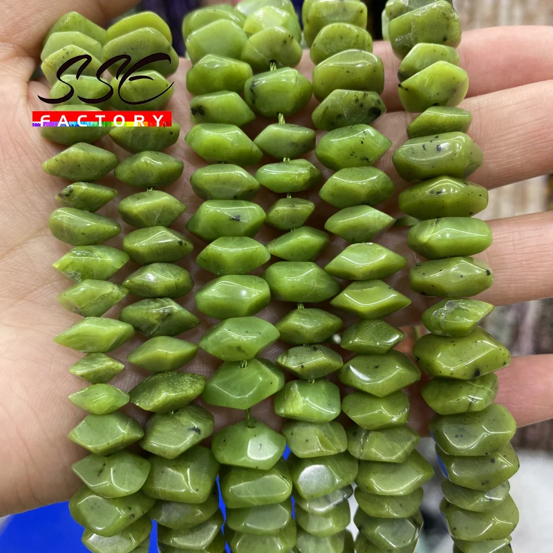 Natural Canada Green Jades Beads Irregular Special Cut Genuine Loose Spacer Beads for Jewelry Making DIY Bracelets 6x11mm 15