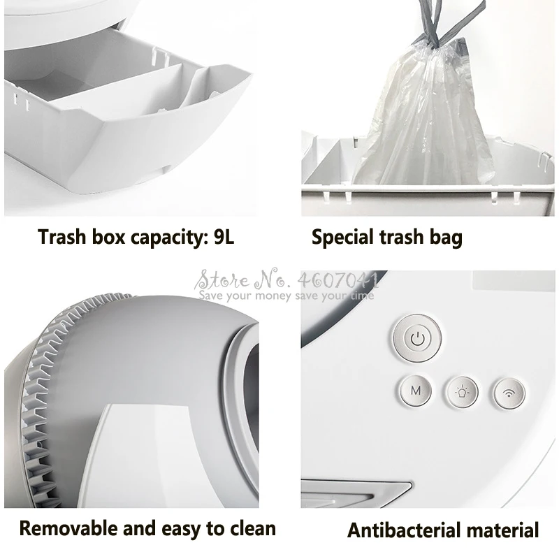 Automatic Self Cleaning Cats Sandbox Wifi Smart Litter Box Closed Tray Toilet Rotary Training Removable 9L Bearing25kg with Gift
