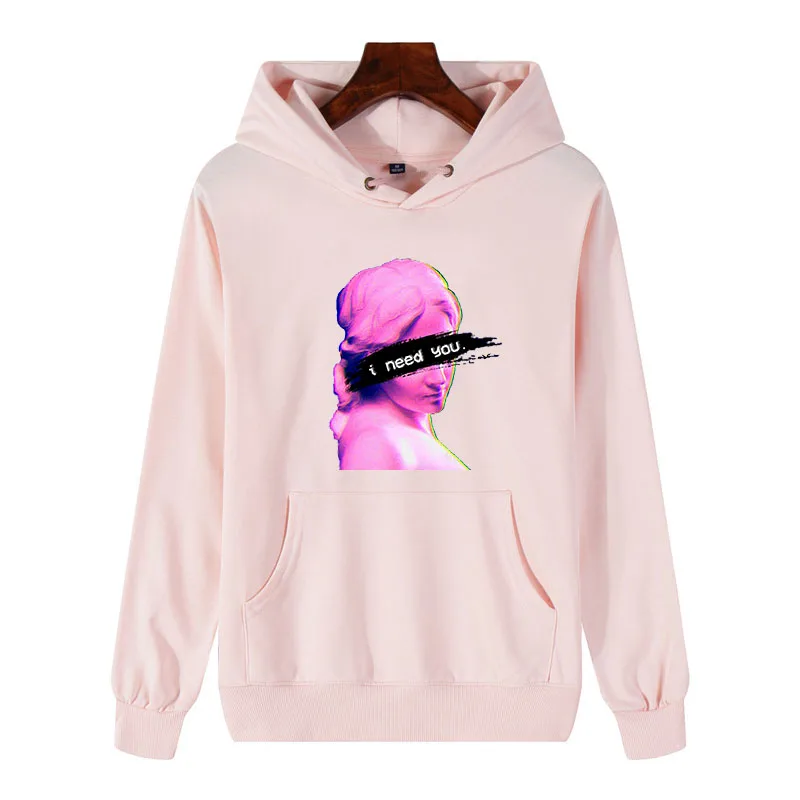 m9372 Pink Vaporwave унисекс толстовки Streetwear K уличная Sad Girl Ретро аниме для женщин/мужчин Эстетическая мода японский хлопок нормальный с капюшоном - Цвет: m9372 Pink