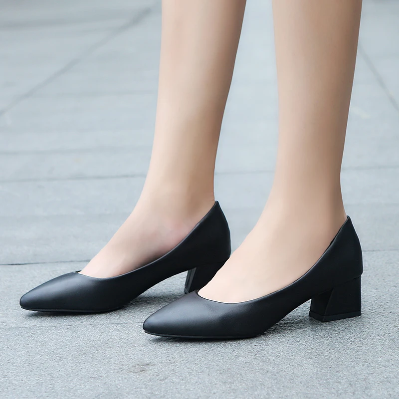 formal women leather shoes pointed work office ladies dress footwear high heels female pumps 4 6cm height increasing shoes woman (1)