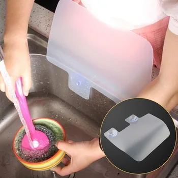 

Translucent Kitchen Organizer Bathroom Accessories Sink Water Splash Baffle Cooking Oil Splash Proof Plates With Attached Sucker