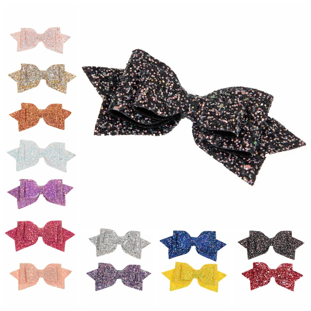 

3pcs/lot 5.2" Double Sequin Bows for Baby Girls Headbands Boutique Hair Bows for Hairpins Clips Diy Hair Accessories