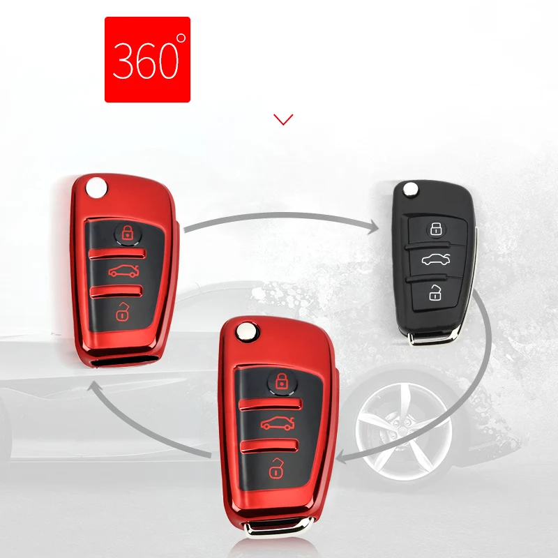 Автомобильный стильный ключ кольца Защитная крышка для Audi A1 A3 A3 8P 8L 8V S3 RS3 Q3 Q7 S3 TT защитная оболочка чехол авто аксессуары