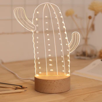 

FashionCreative Cactus Shape Office Desktop Decoration,3D Decorative Atmosphere Night Light Table Lamp