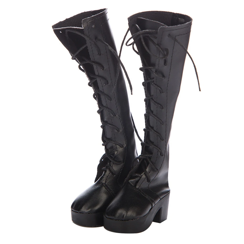 Fashion Doll Shoes Black Lace Up Boots For 1/3 BJD Dolls Clothes Accessories