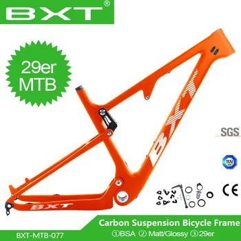 

29er Full Suspension Carbon Boost Mountain Bike Frame in Shock 165*38mm travel 100mm Max Tire size 2.3 29er BSA MTB Frame