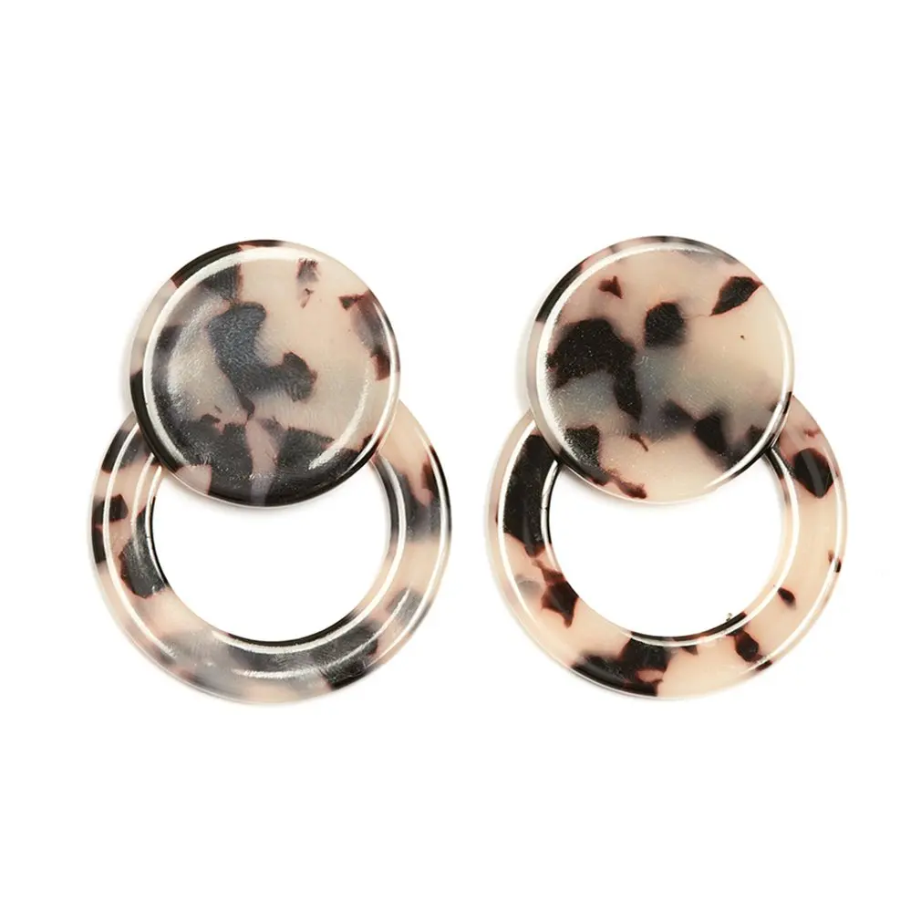 

2018 New Light Leopard Resin Earrings Round Acetate Plate Stitching Ear Studs Acrylic Earrings 10552