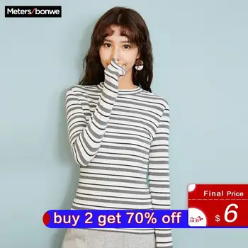 

METERSBONWE Girls Sweater for Women Long sleeves for Female New Winter Wool Sweater Colorful Striped Clothes