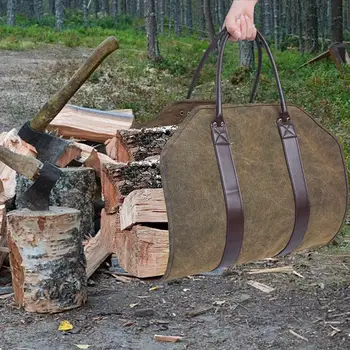 

Firewood Bag Felt Wooden Bag Firewood Wood Carry storage bag Canvas Portable Pouch forOutdoor Outdoor Camping Farm