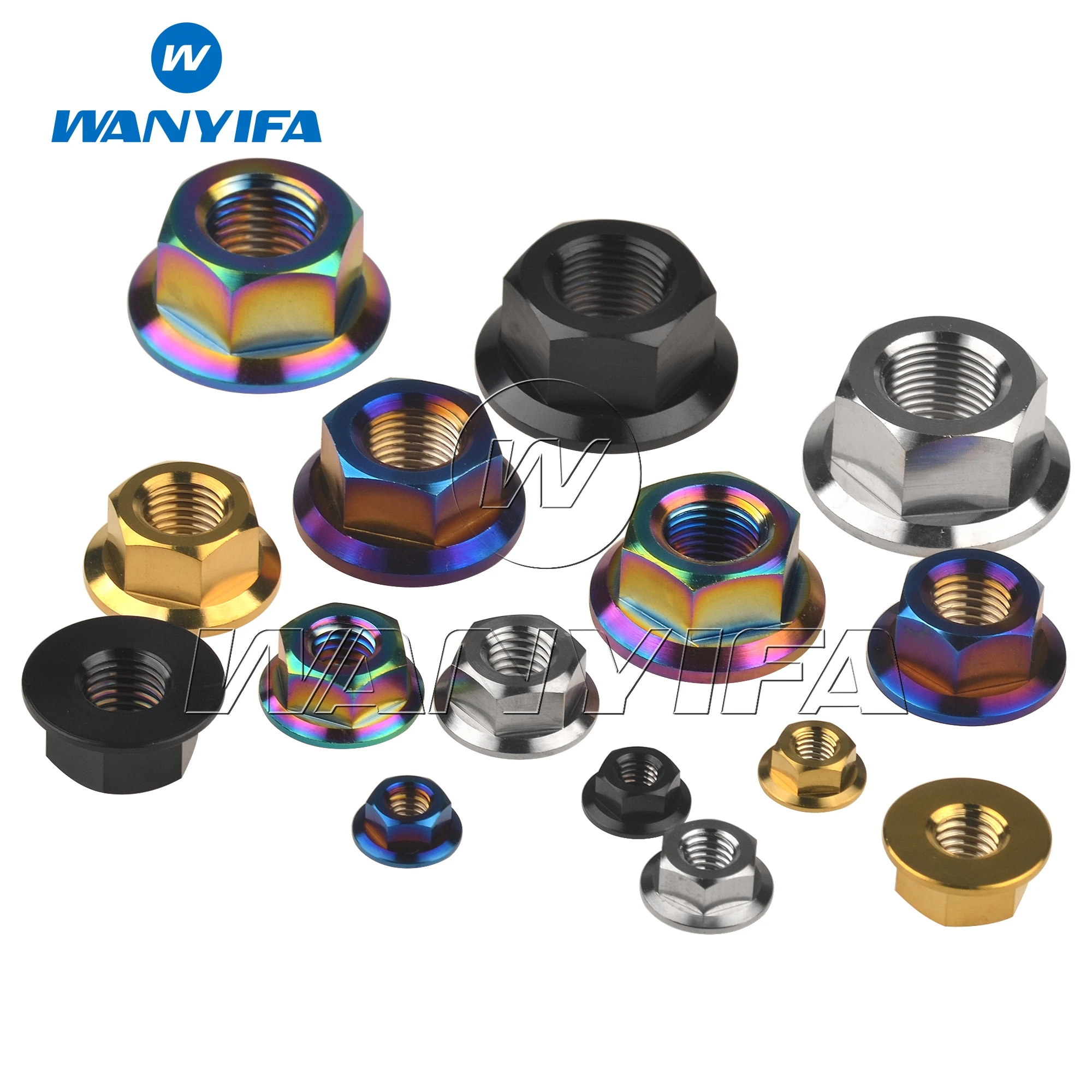 Titanium Flange Nuts Wanyifa M5 M6 M8 M10 M12 M14 M16 For Bicycle Motorcycle Car