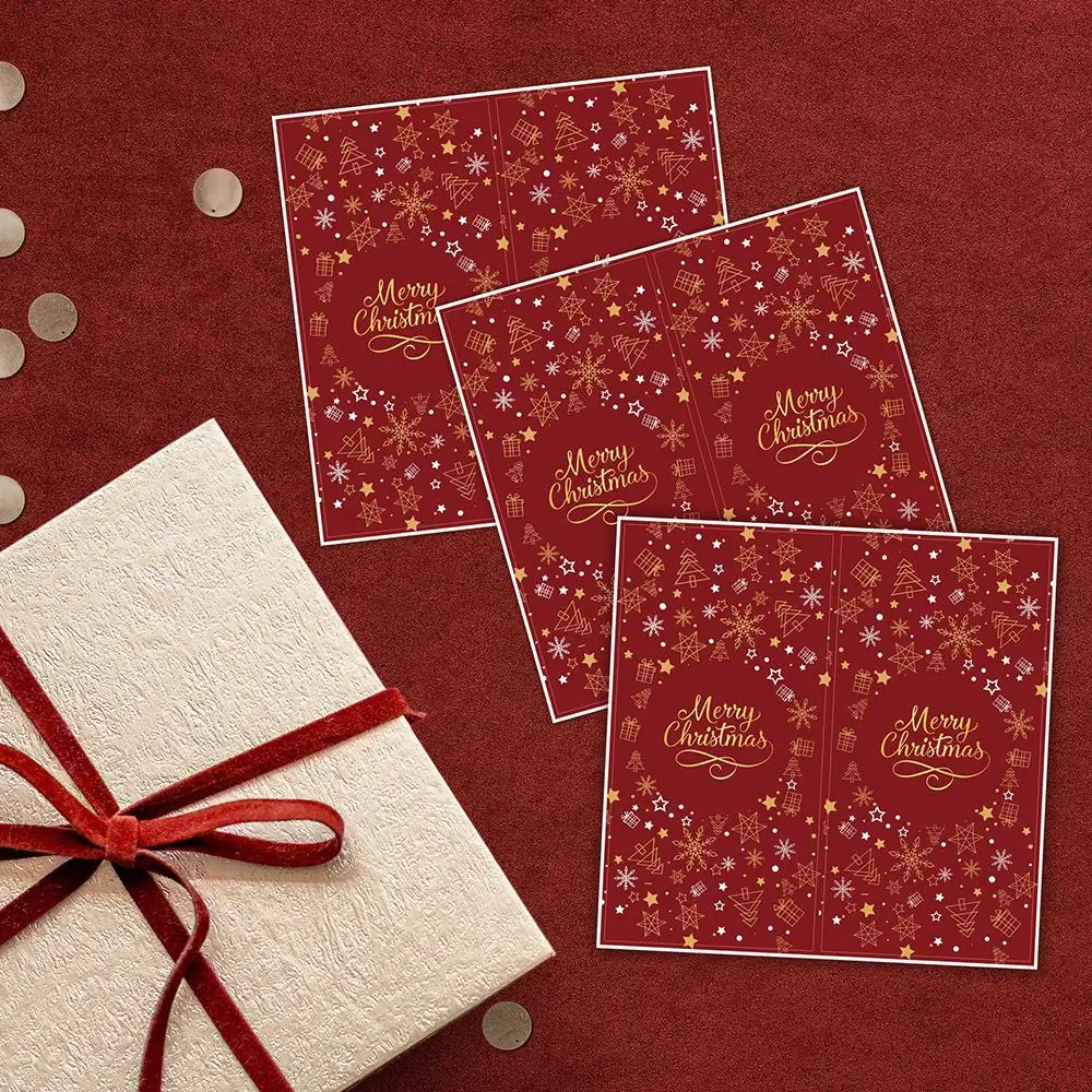 10-50Pcs Neue Frohe Weihnachten Aufkleber 5x10cm Rechteck Rot Weihnachten Geschenk Box Decor Dichtung Aufkleber nette Santa Aufkleber Schreibwaren – Detail 14
