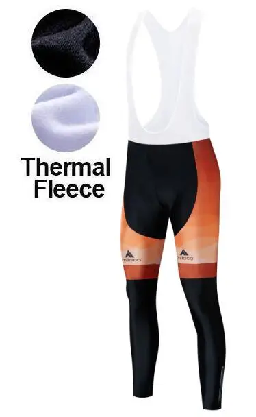 Winter Bib Pants Оранжевая профессиональная команда Зимняя Теплая Флисовая велосипедная одежда мужская с длинным рукавом Джерси костюм для езды на велосипеде MTB комбинезон набор - Цвет: Winter Bib Pants