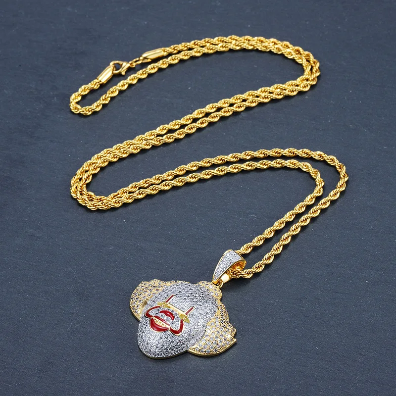 Классическое ожерелье с подвеской в виде клоуна, теннисная цепь, кубический цирконий, Мужская подвеска в стиле хип-хоп, ожерелье, ювелирные изделия для мальчика, вечерние, подарок